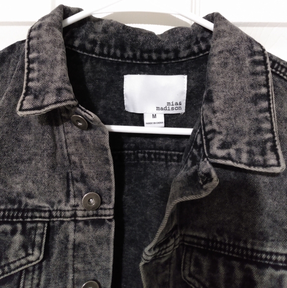 Black Acid Wash Denim Jacket - Picture 2 of 6